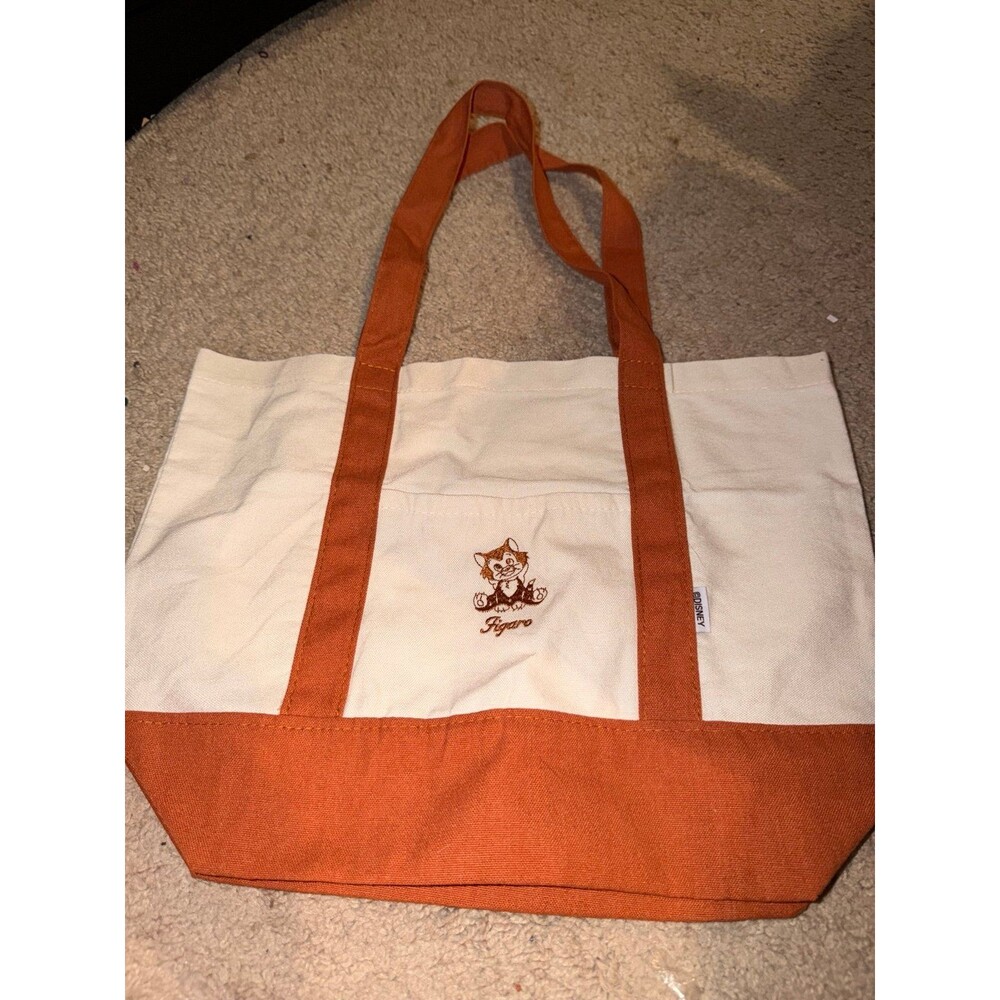 Daiso Disney Figaro cat Tote Bag Minnie Mouse with pouch orange white